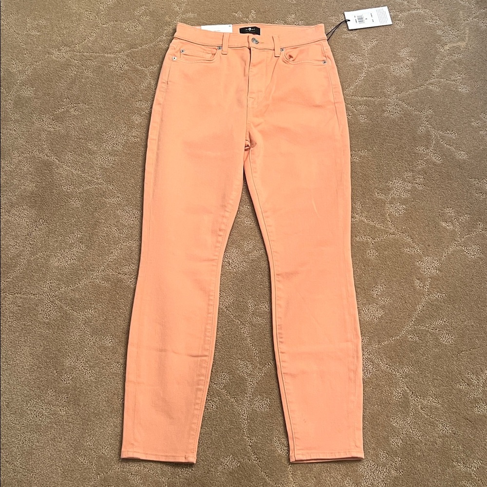 NWT 7 For All Mankind Peach Super Skinny Jeans, Sz 26